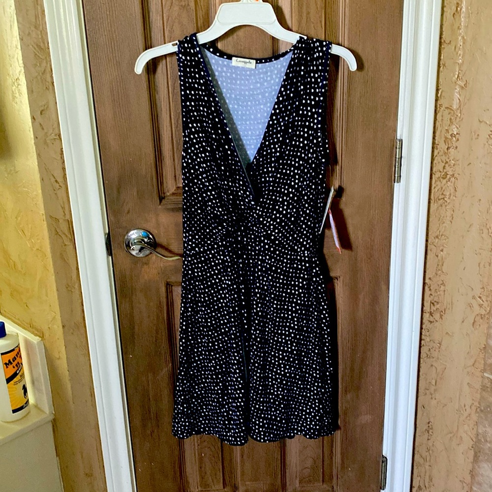 NWT. Drape Twist Dress in Navy